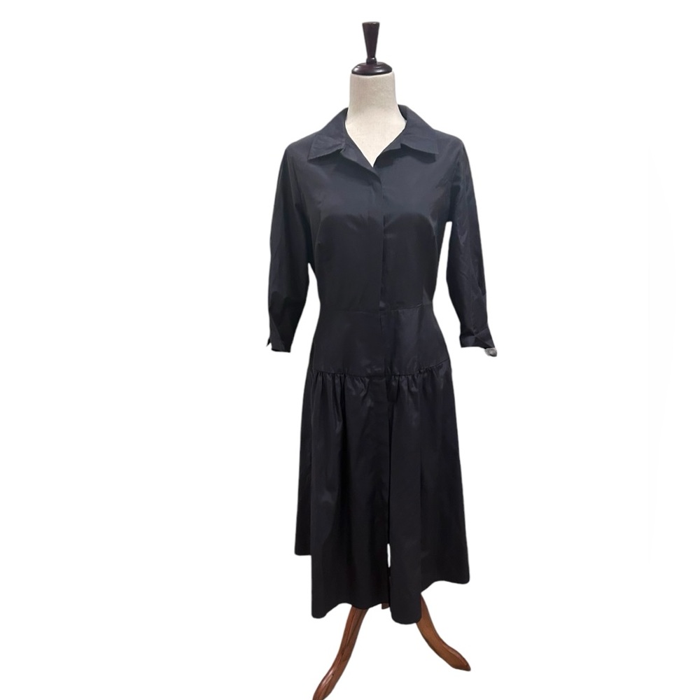Classic Black Button-Front Shirt Dress - Women's